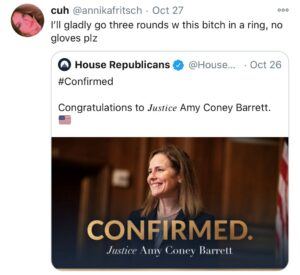 McKinlay's daughter tweets about Justice Amy Comey Barrett