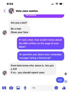 Jane Justice biblical facebook message