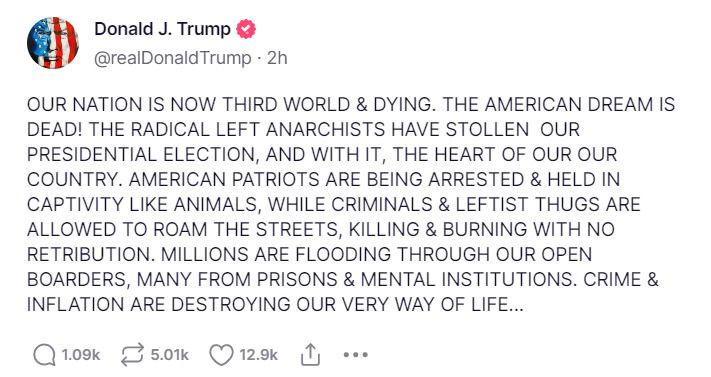 Trump Truth Social Post