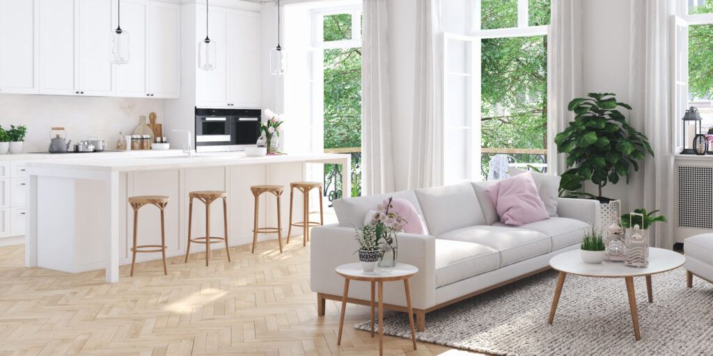 Luxury open kitchen rendering