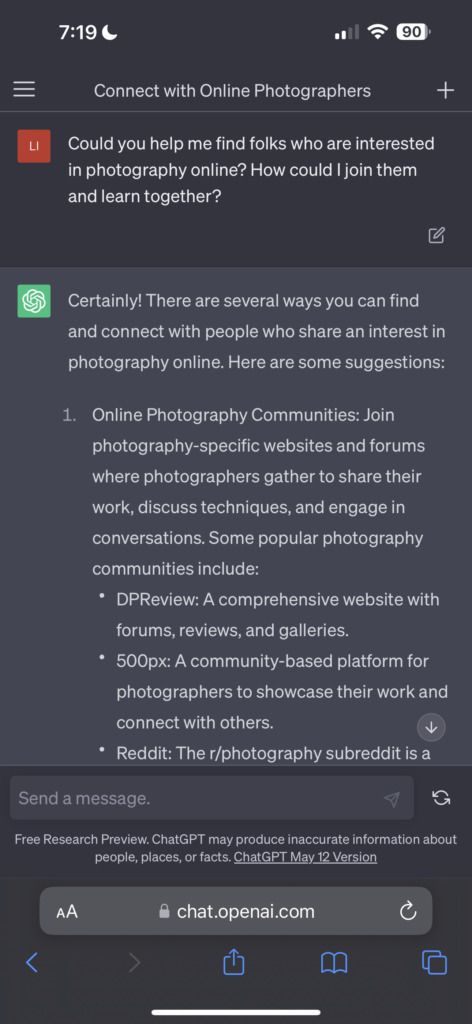 ChatGPT Connect with Others Prompt