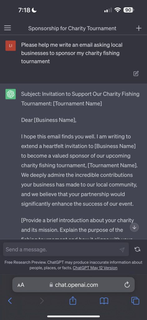 ChatGPT Event Sponsorship