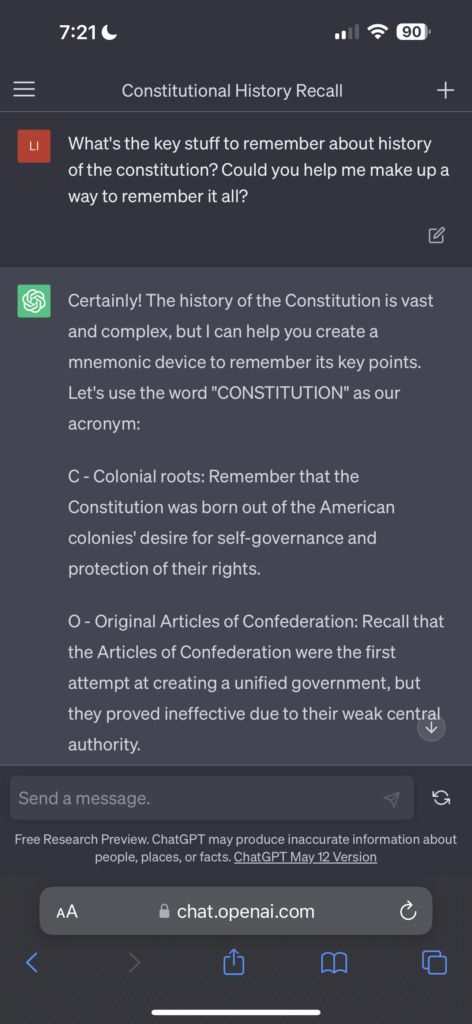 ChatGPT Prompt Topic Memory Recall